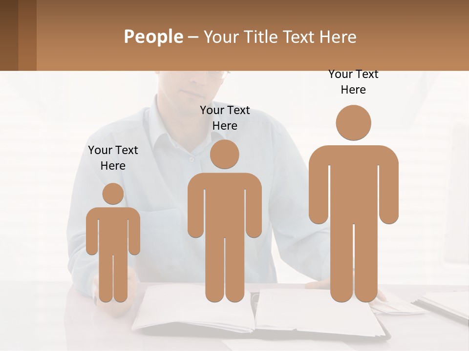 A Man Sitting At A Desk In Front Of A Computer PowerPoint Template