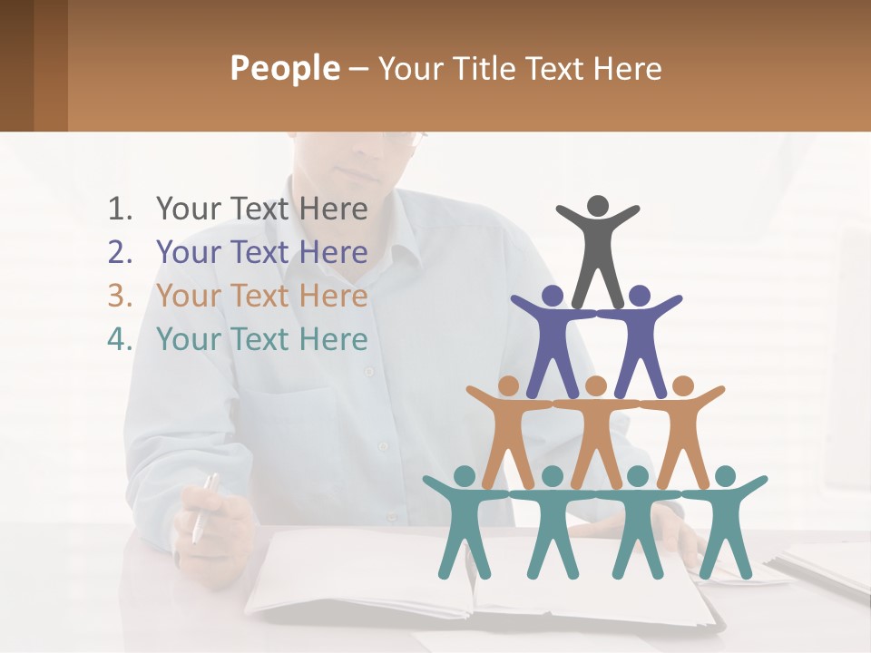 A Man Sitting At A Desk In Front Of A Computer PowerPoint Template