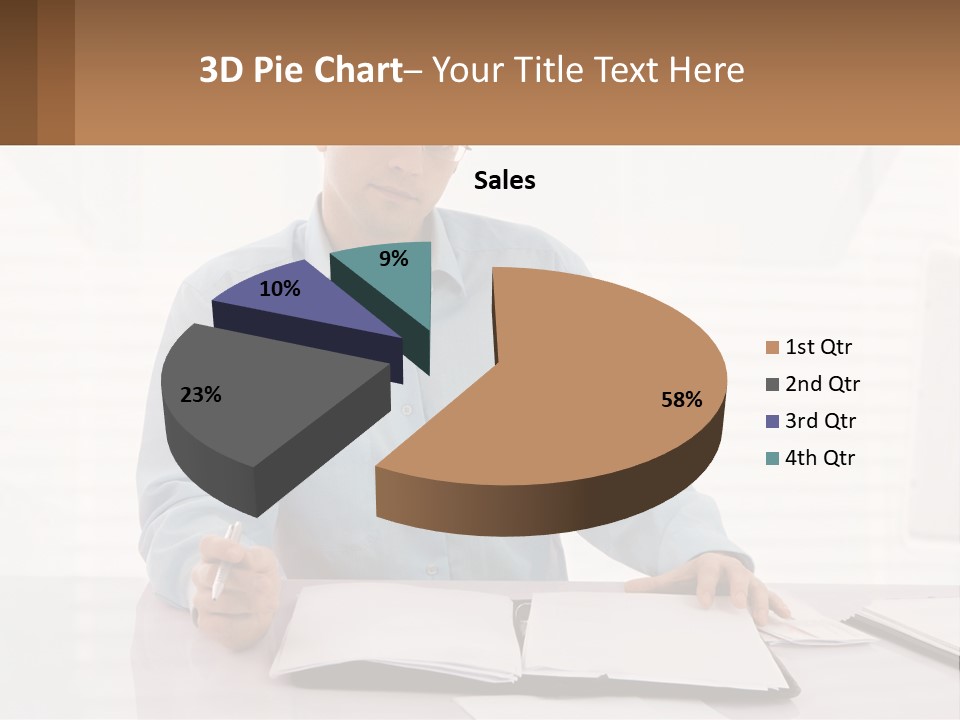 A Man Sitting At A Desk In Front Of A Computer PowerPoint Template