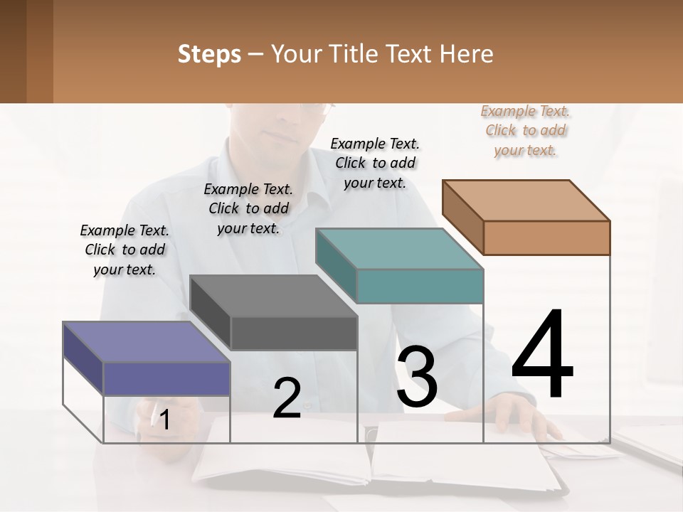 A Man Sitting At A Desk In Front Of A Computer PowerPoint Template