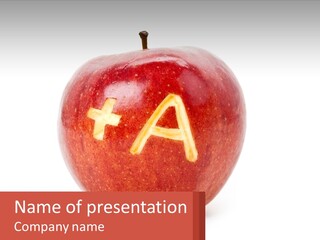 A Red Apple With A Plus Sign On It PowerPoint Template