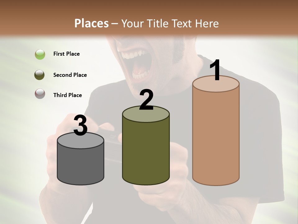 A Man Holding A Remote Control In His Hand PowerPoint Template