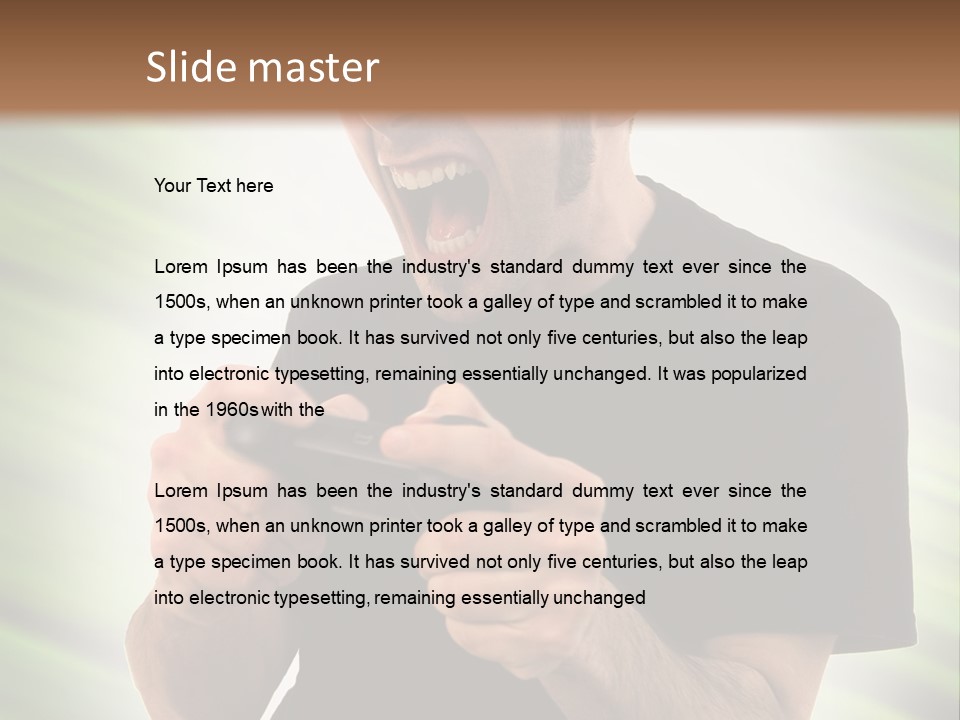 A Man Holding A Remote Control In His Hand PowerPoint Template