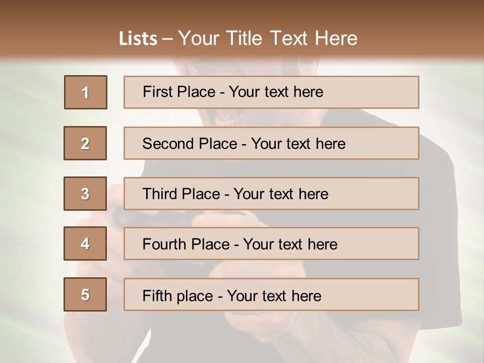 A Man Holding A Remote Control In His Hand PowerPoint Template