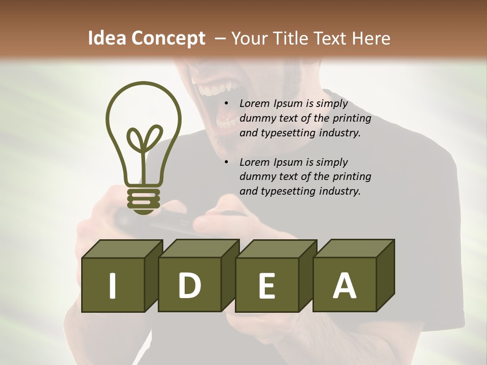 A Man Holding A Remote Control In His Hand PowerPoint Template