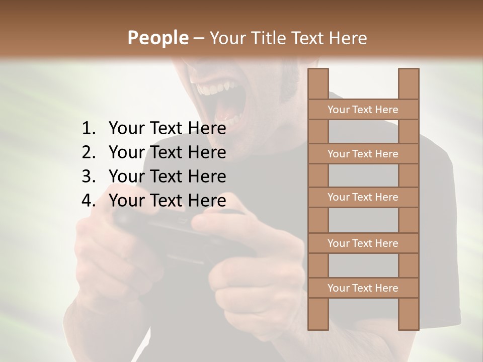 A Man Holding A Remote Control In His Hand PowerPoint Template