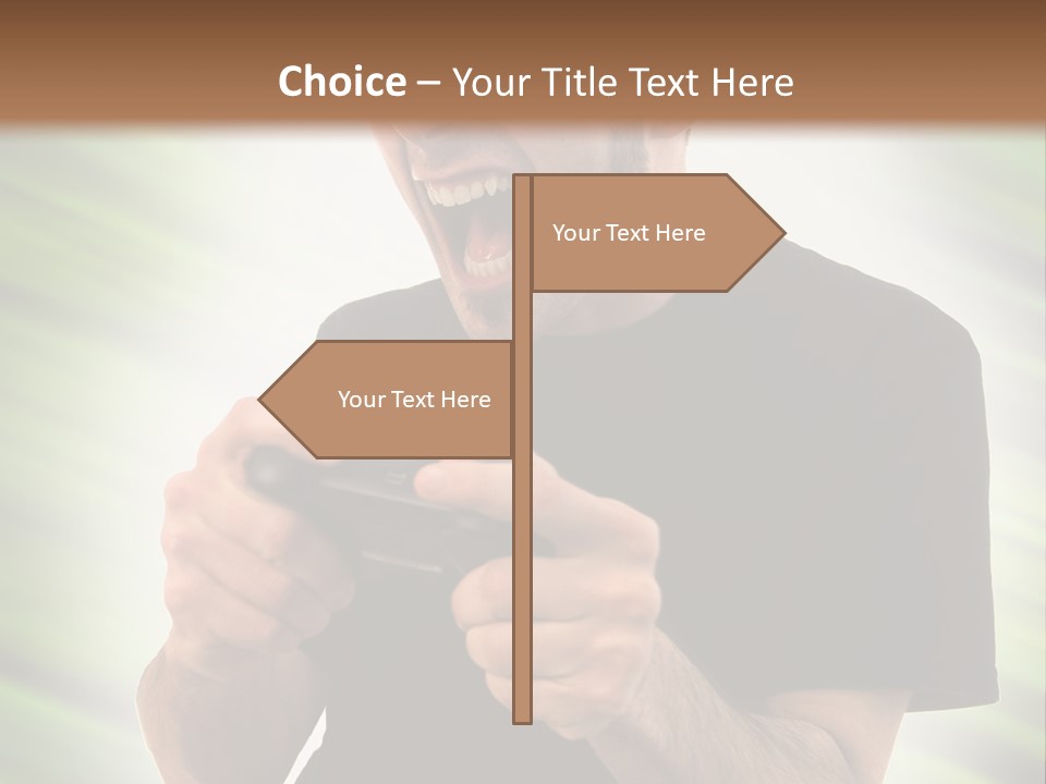 A Man Holding A Remote Control In His Hand PowerPoint Template