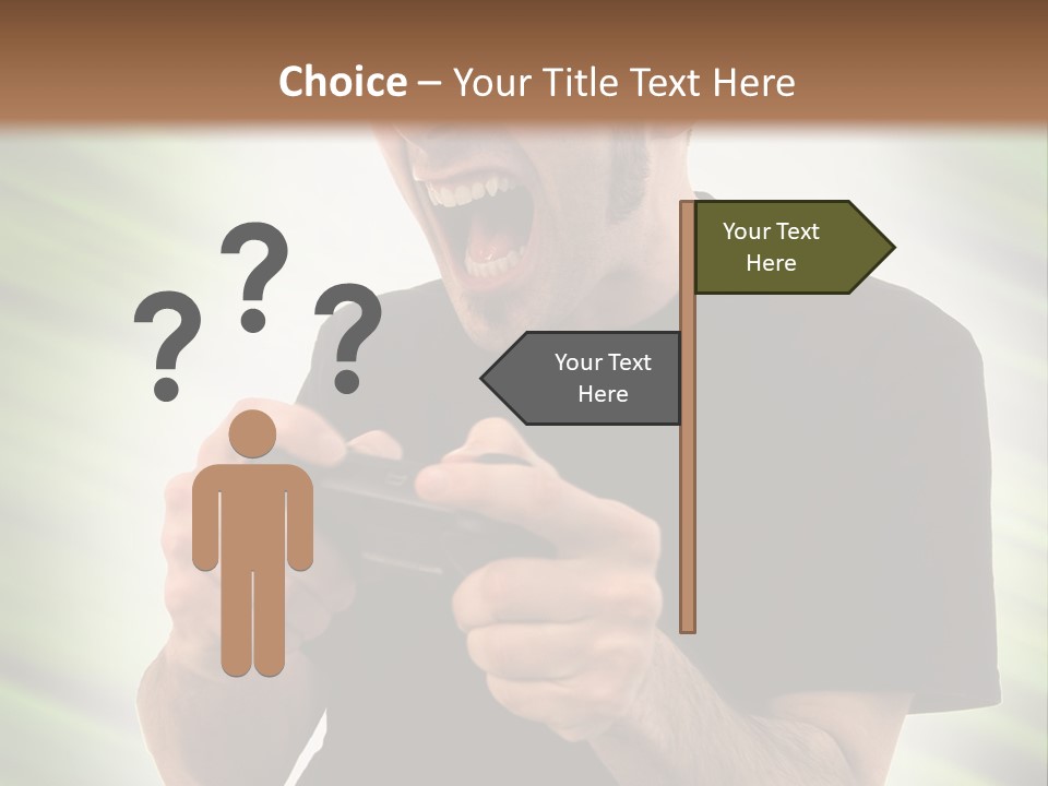 A Man Holding A Remote Control In His Hand PowerPoint Template