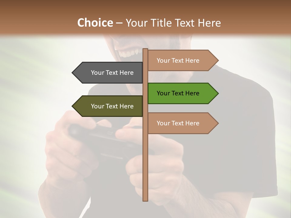 A Man Holding A Remote Control In His Hand PowerPoint Template