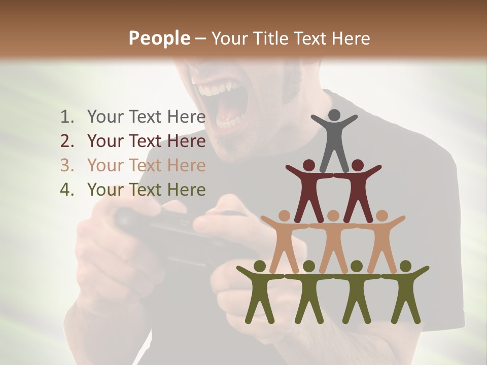 A Man Holding A Remote Control In His Hand PowerPoint Template