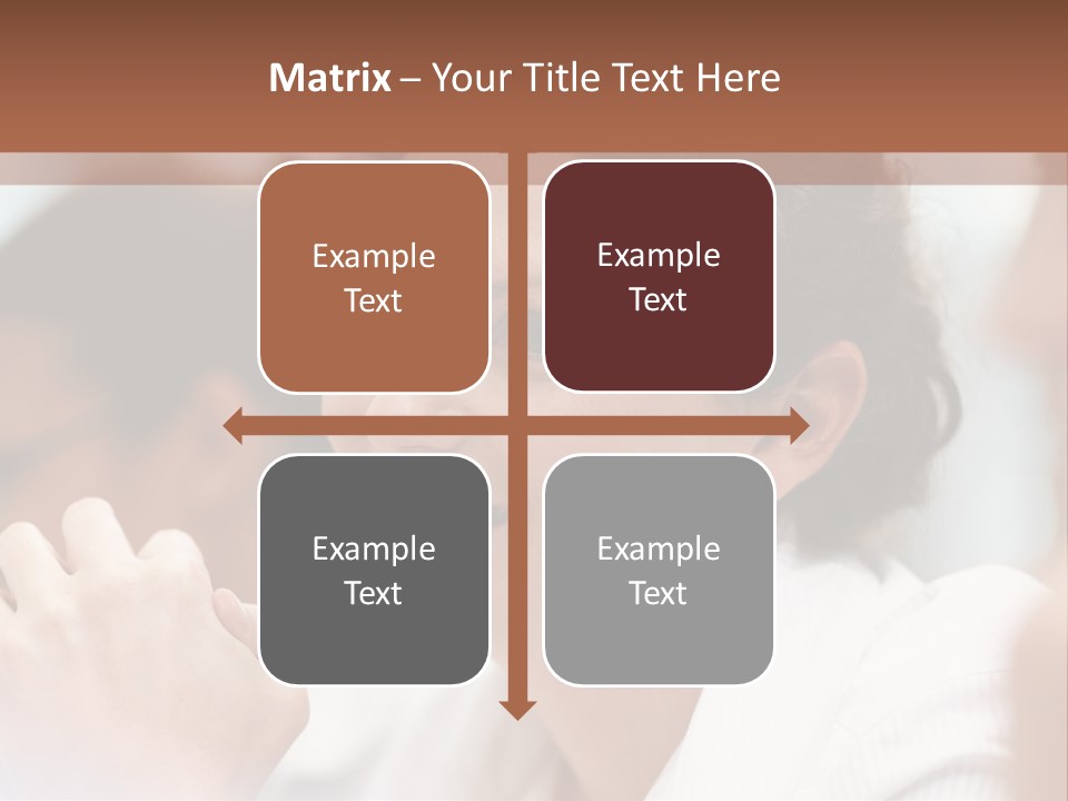 A Woman Sitting At A Table With A Smile On Her Face PowerPoint Template