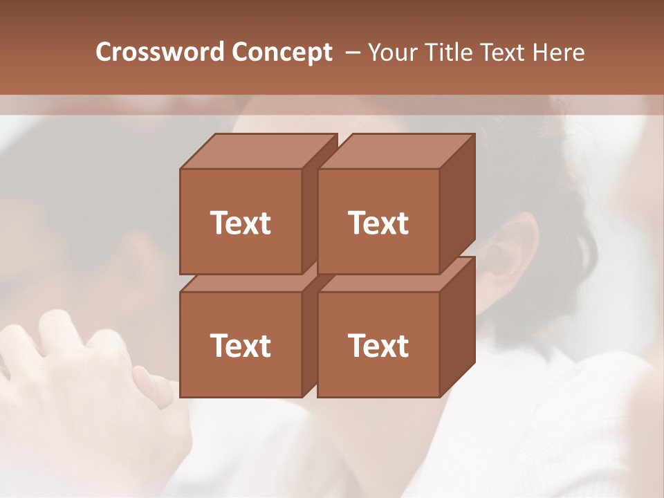 A Woman Sitting At A Table With A Smile On Her Face PowerPoint Template