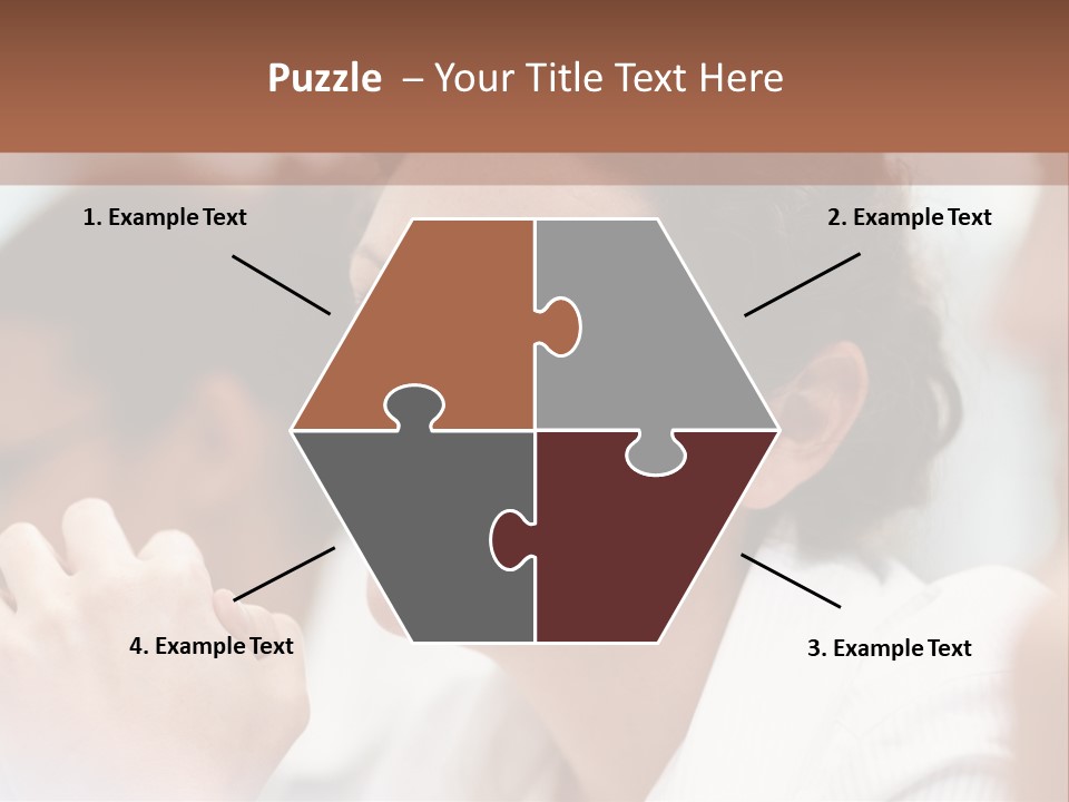 A Woman Sitting At A Table With A Smile On Her Face PowerPoint Template