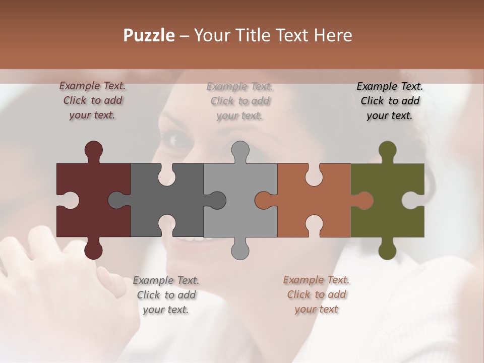 A Woman Sitting At A Table With A Smile On Her Face PowerPoint Template