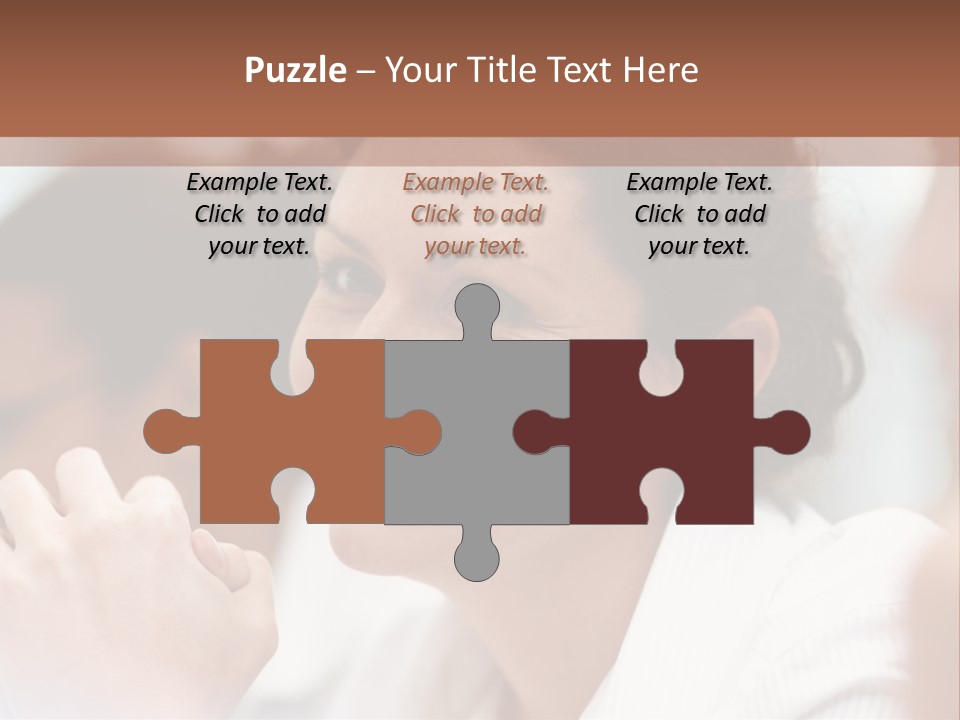 A Woman Sitting At A Table With A Smile On Her Face PowerPoint Template