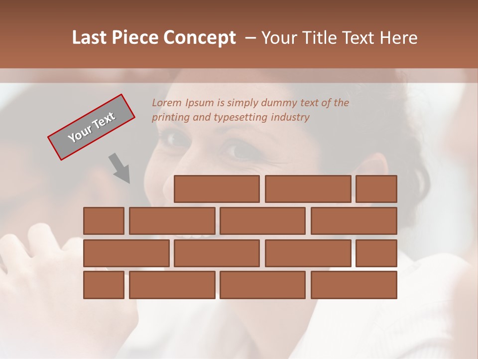 A Woman Sitting At A Table With A Smile On Her Face PowerPoint Template