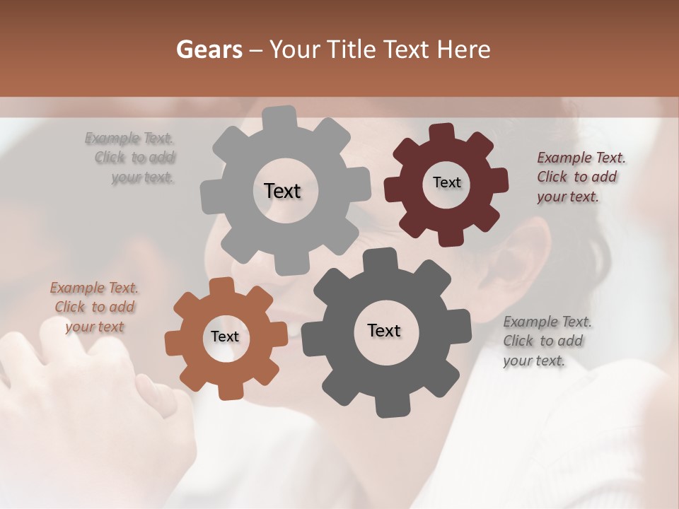 A Woman Sitting At A Table With A Smile On Her Face PowerPoint Template