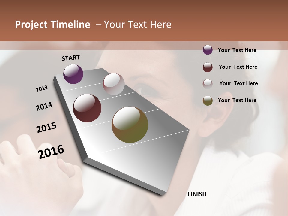 A Woman Sitting At A Table With A Smile On Her Face PowerPoint Template