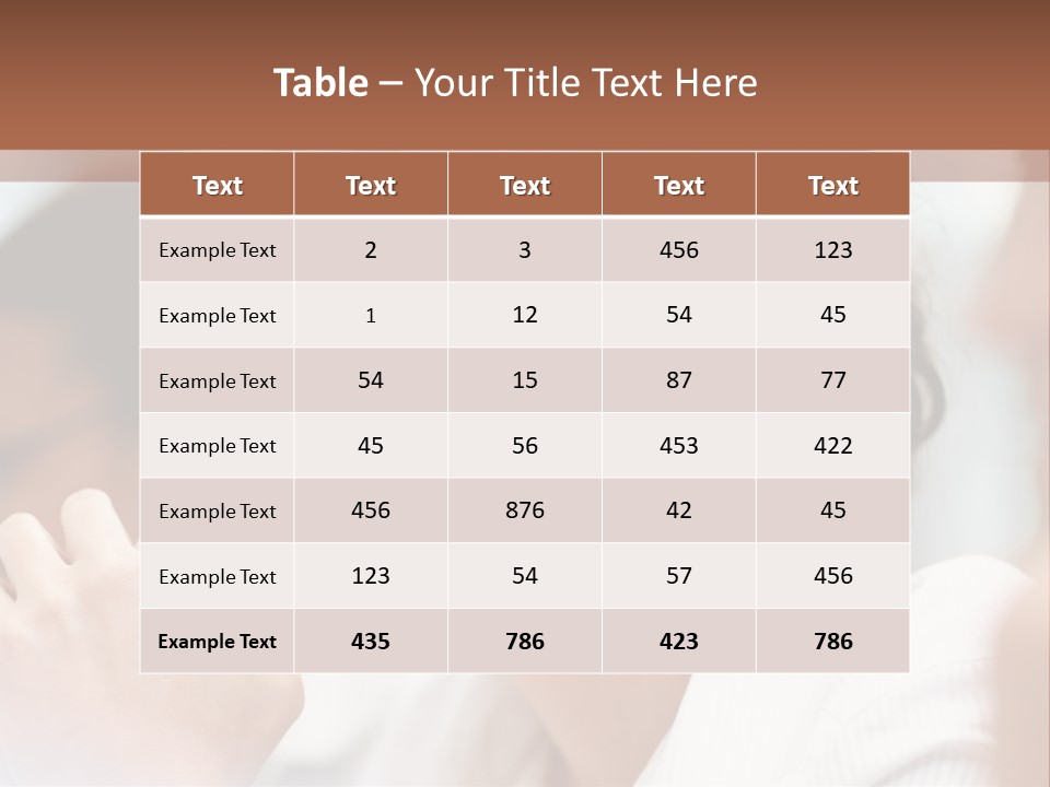 A Woman Sitting At A Table With A Smile On Her Face PowerPoint Template