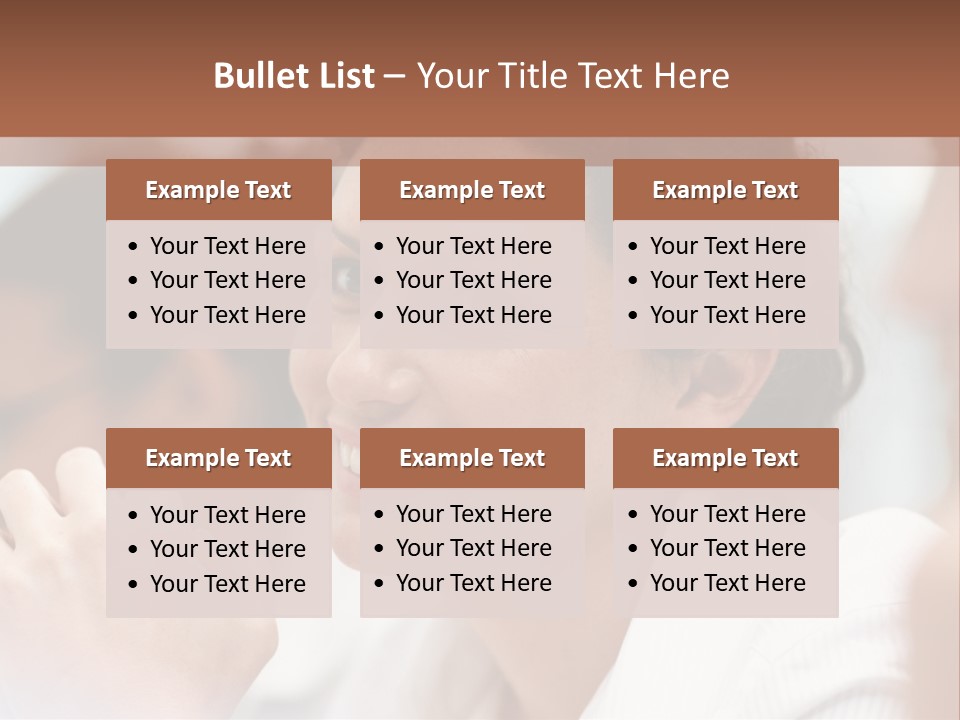 A Woman Sitting At A Table With A Smile On Her Face PowerPoint Template