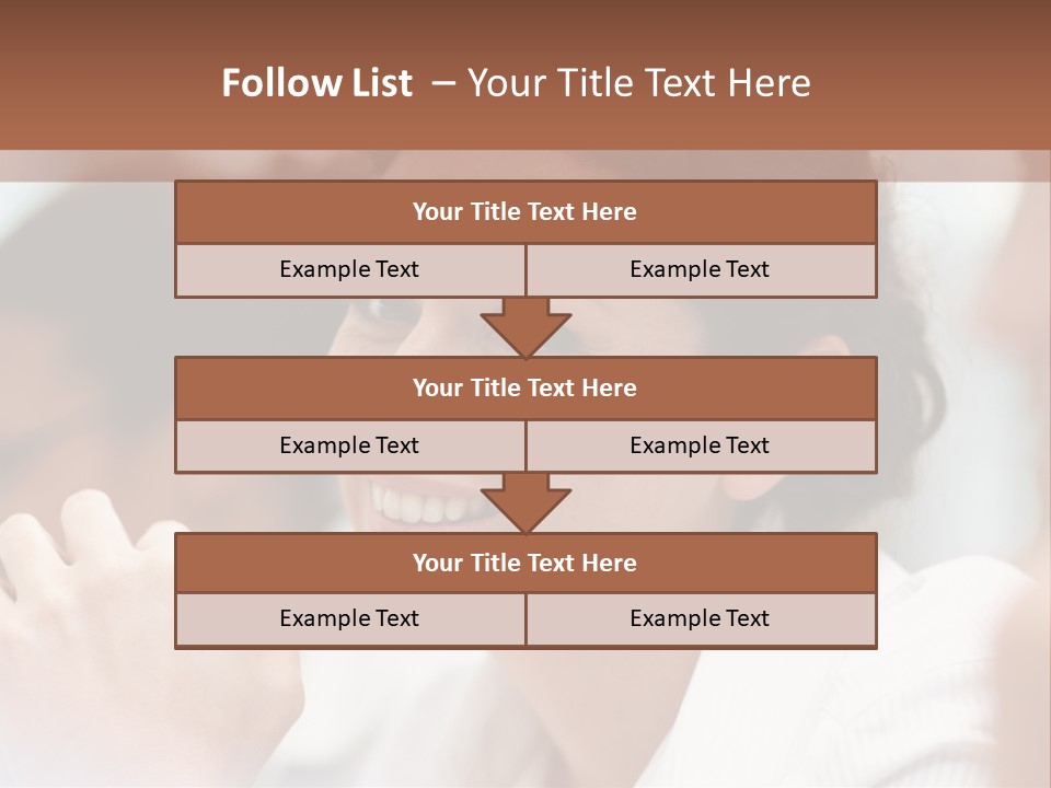 A Woman Sitting At A Table With A Smile On Her Face PowerPoint Template