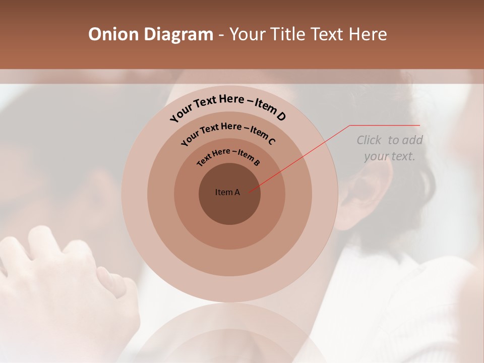 A Woman Sitting At A Table With A Smile On Her Face PowerPoint Template