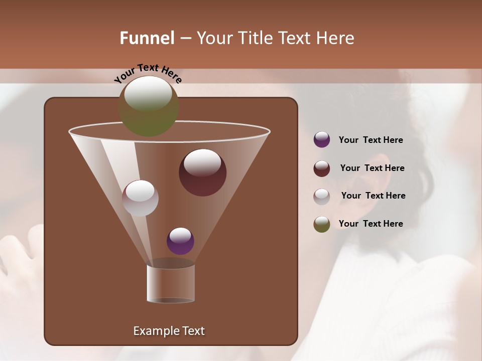 A Woman Sitting At A Table With A Smile On Her Face PowerPoint Template