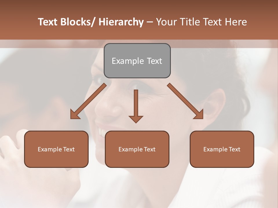 A Woman Sitting At A Table With A Smile On Her Face PowerPoint Template