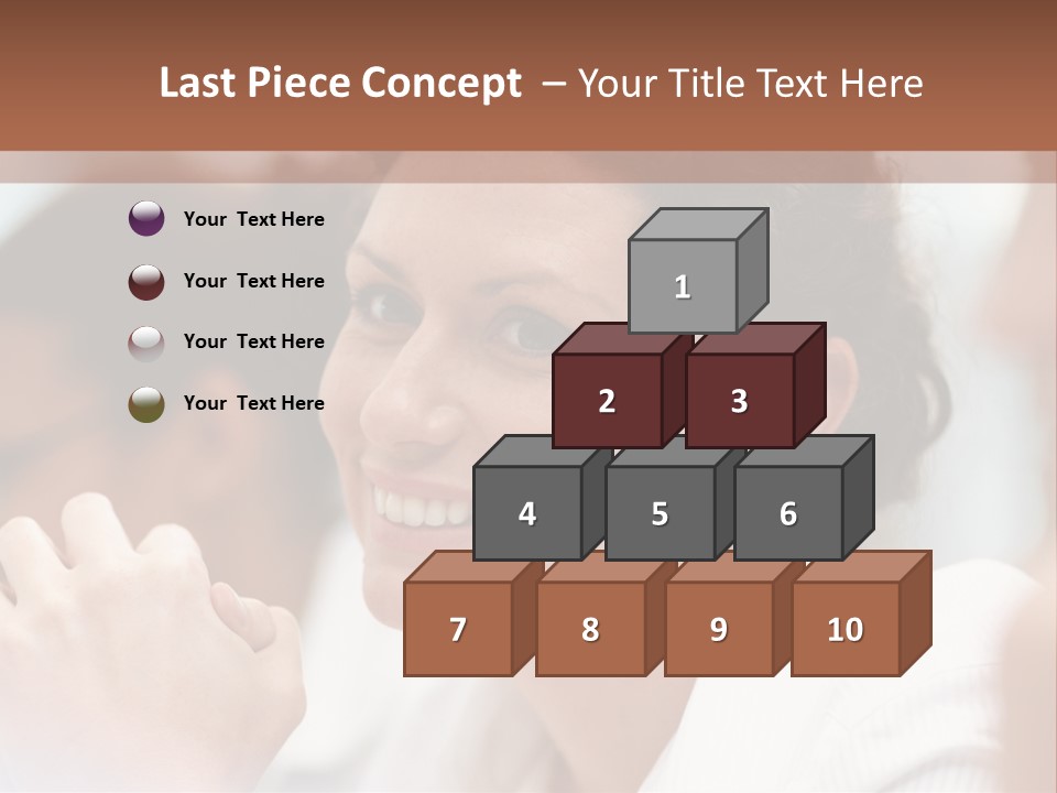 A Woman Sitting At A Table With A Smile On Her Face PowerPoint Template