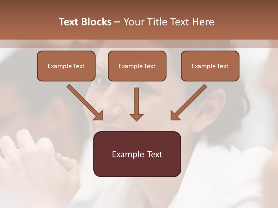 A Woman Sitting At A Table With A Smile On Her Face PowerPoint Template
