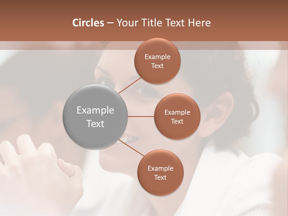 A Woman Sitting At A Table With A Smile On Her Face PowerPoint Template