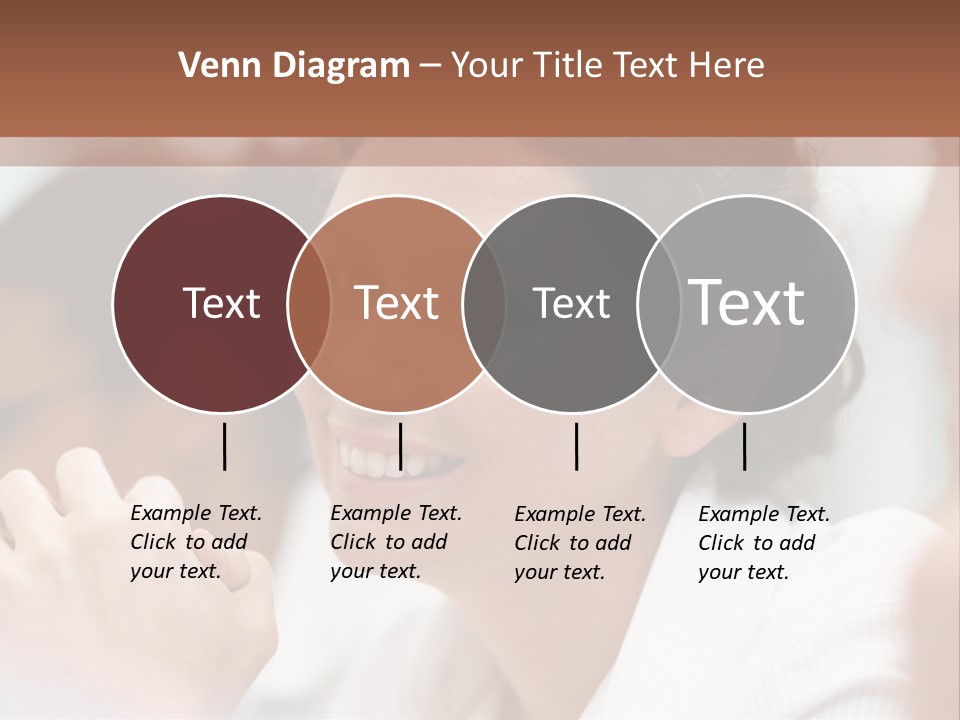 A Woman Sitting At A Table With A Smile On Her Face PowerPoint Template