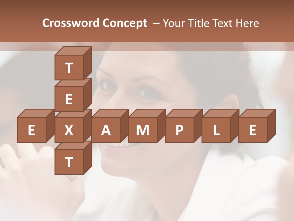 A Woman Sitting At A Table With A Smile On Her Face PowerPoint Template