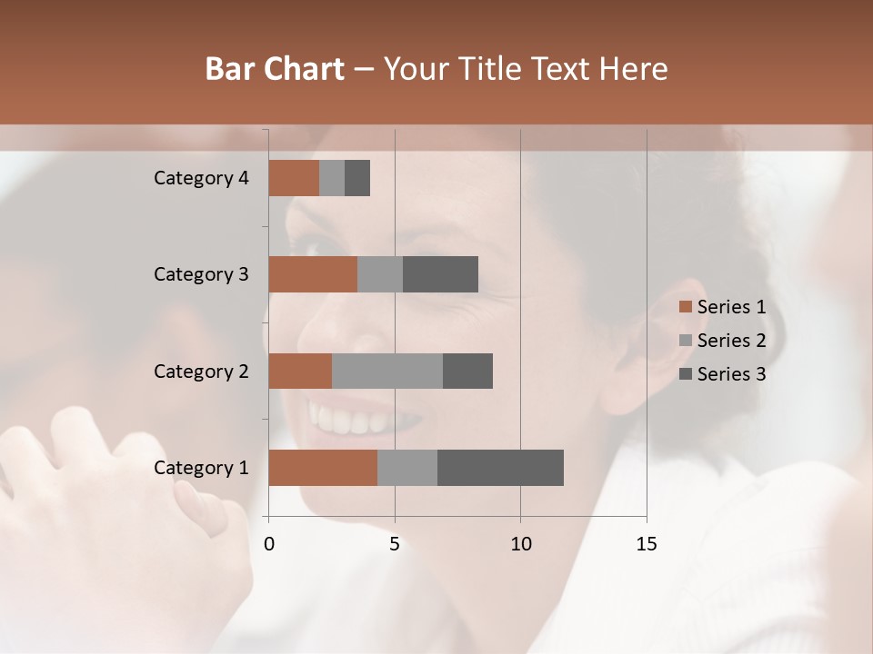 A Woman Sitting At A Table With A Smile On Her Face PowerPoint Template