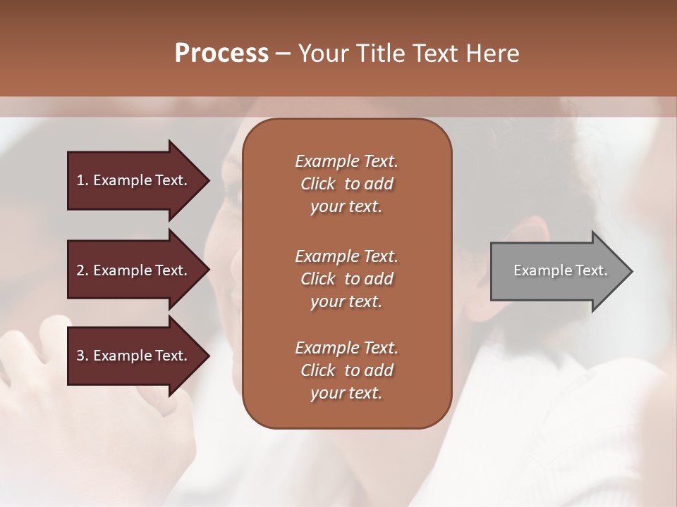 A Woman Sitting At A Table With A Smile On Her Face PowerPoint Template