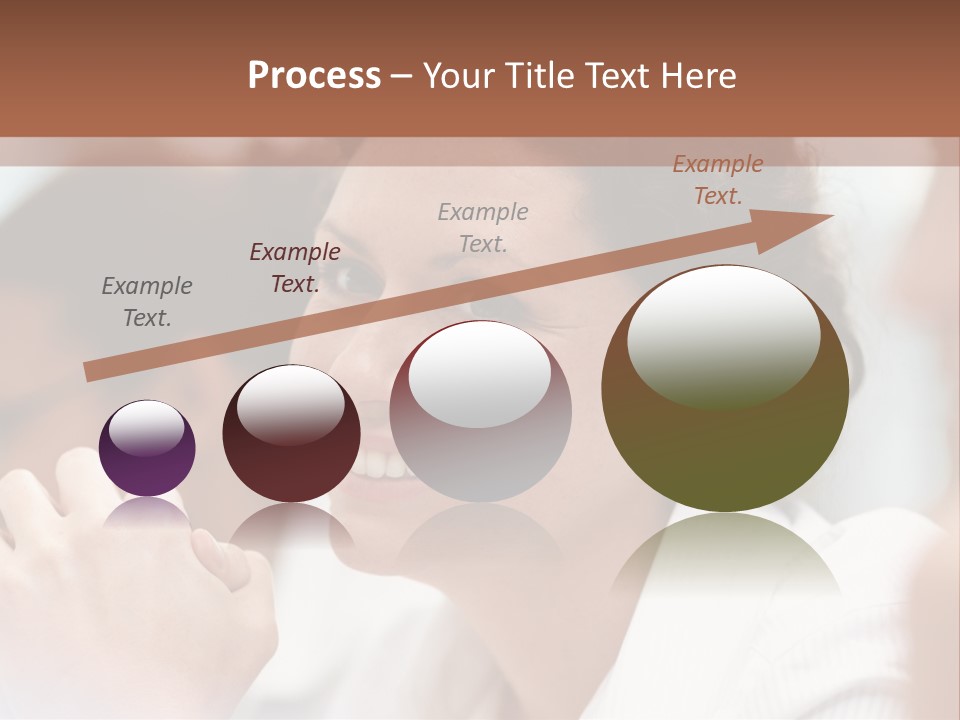 A Woman Sitting At A Table With A Smile On Her Face PowerPoint Template