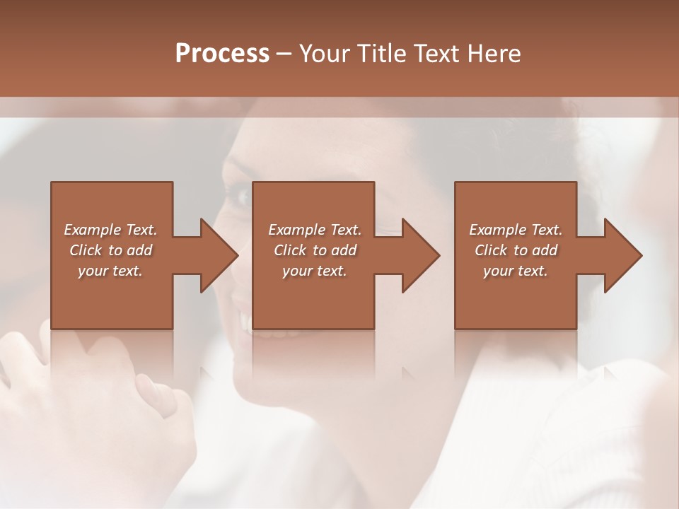 A Woman Sitting At A Table With A Smile On Her Face PowerPoint Template