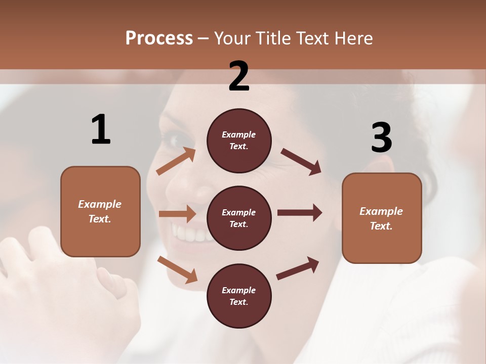 A Woman Sitting At A Table With A Smile On Her Face PowerPoint Template
