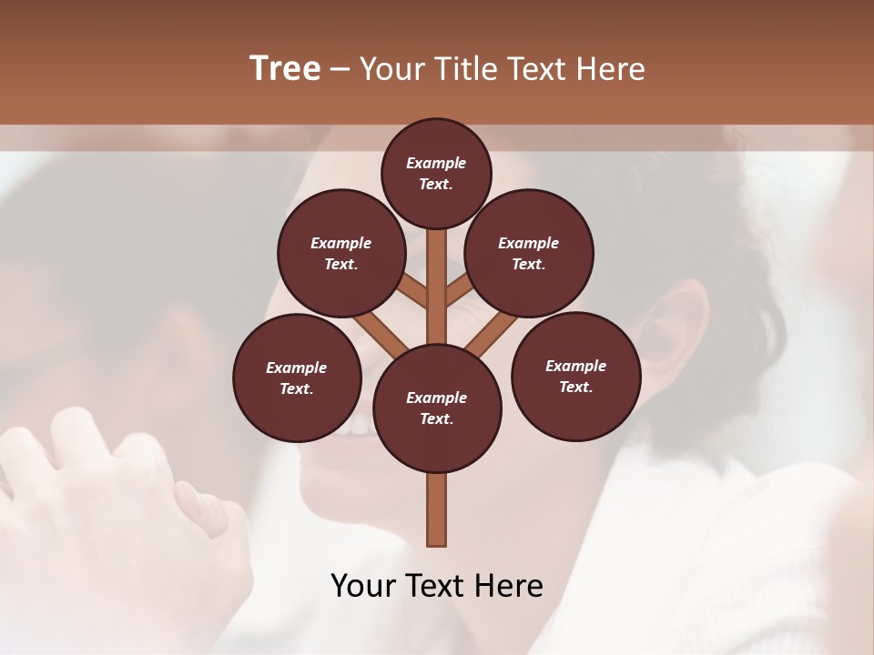 A Woman Sitting At A Table With A Smile On Her Face PowerPoint Template