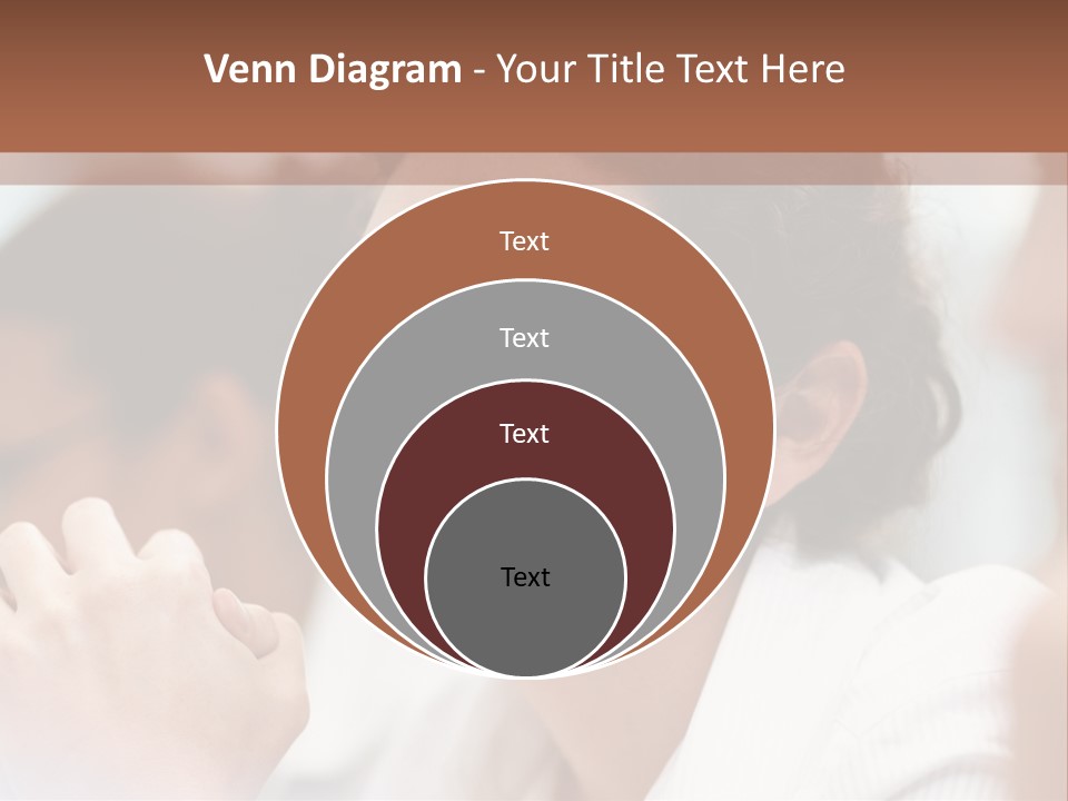 A Woman Sitting At A Table With A Smile On Her Face PowerPoint Template