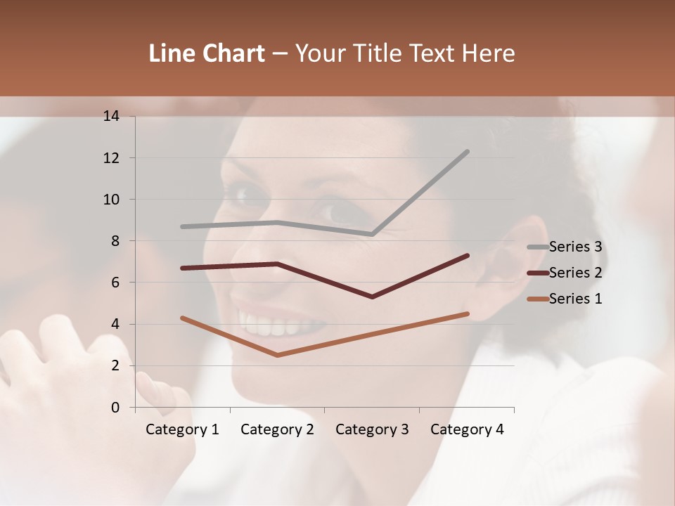 A Woman Sitting At A Table With A Smile On Her Face PowerPoint Template