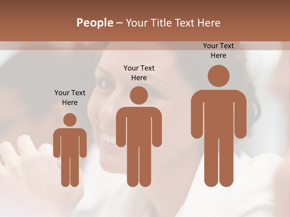 A Woman Sitting At A Table With A Smile On Her Face PowerPoint Template