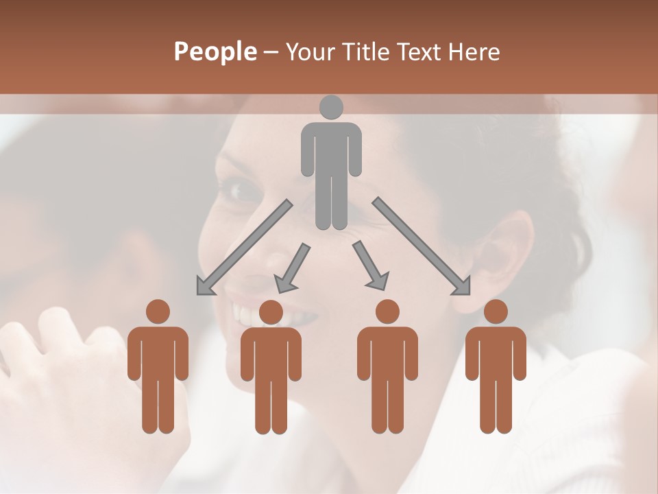 A Woman Sitting At A Table With A Smile On Her Face PowerPoint Template