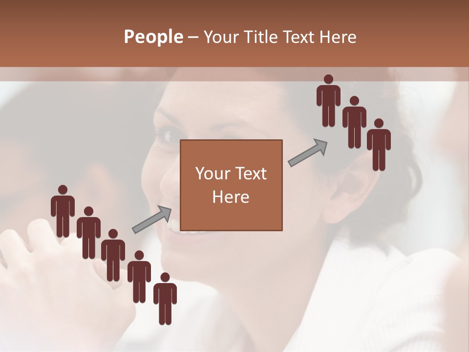 A Woman Sitting At A Table With A Smile On Her Face PowerPoint Template