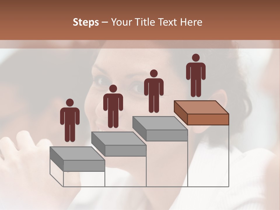 A Woman Sitting At A Table With A Smile On Her Face PowerPoint Template