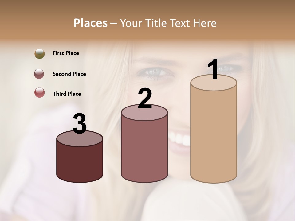 A Beautiful Blond Woman With Blue Eyes Smiling PowerPoint Template