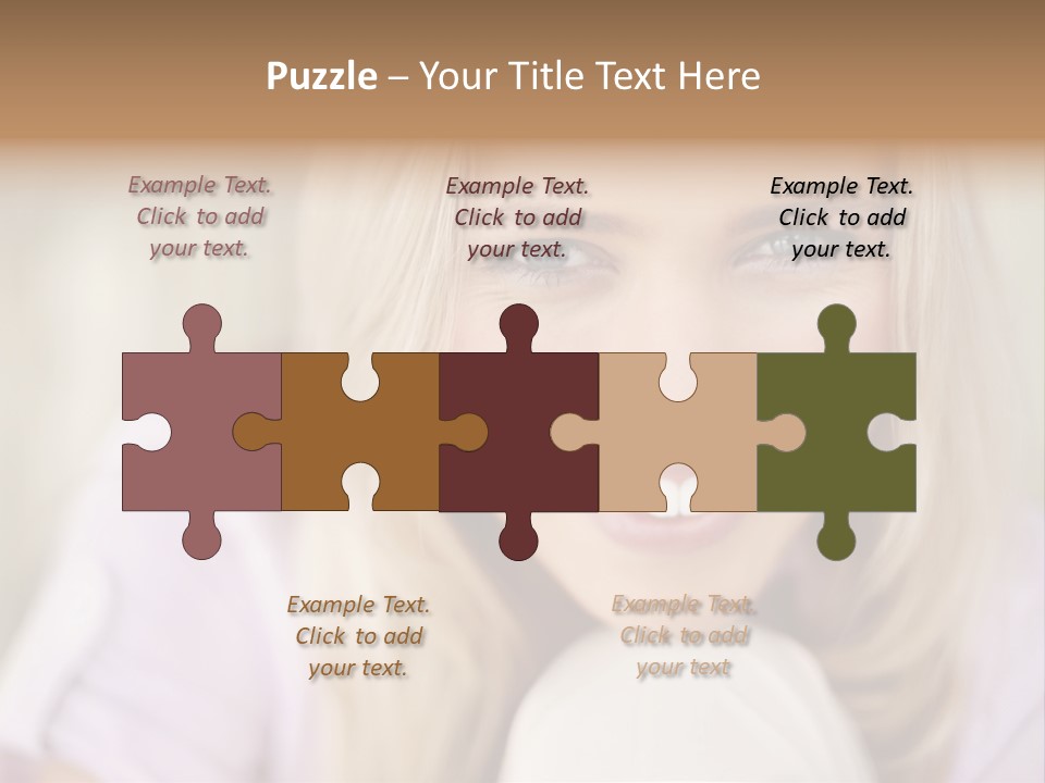 A Beautiful Blond Woman With Blue Eyes Smiling PowerPoint Template