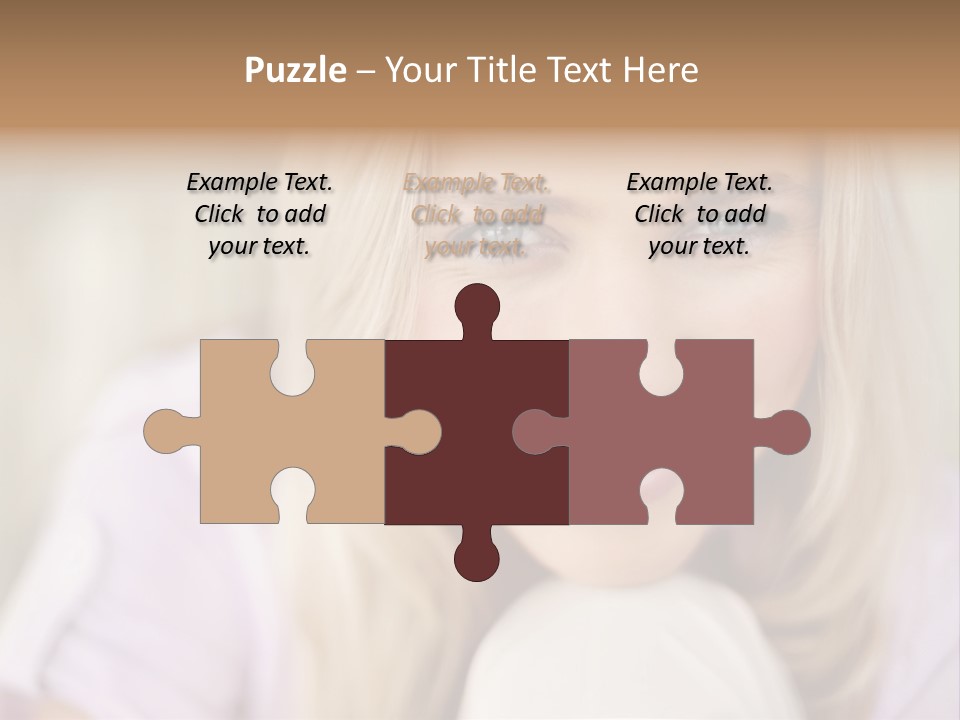 A Beautiful Blond Woman With Blue Eyes Smiling PowerPoint Template