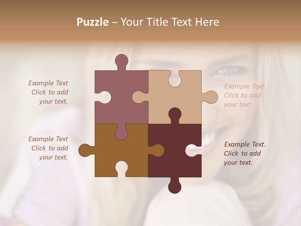 A Beautiful Blond Woman With Blue Eyes Smiling PowerPoint Template