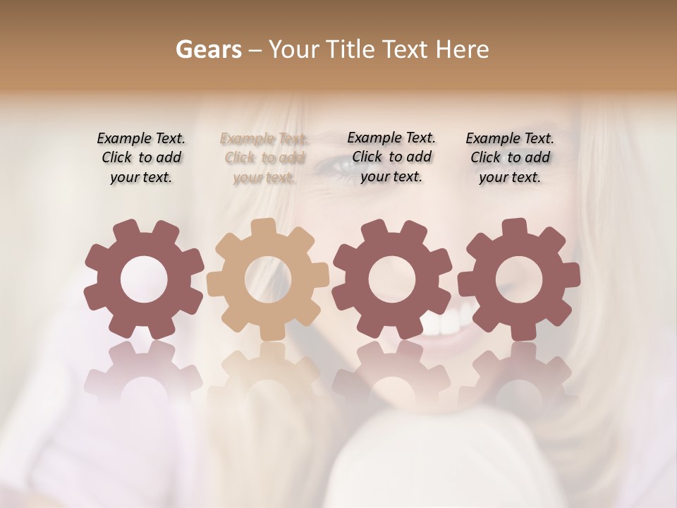 A Beautiful Blond Woman With Blue Eyes Smiling PowerPoint Template